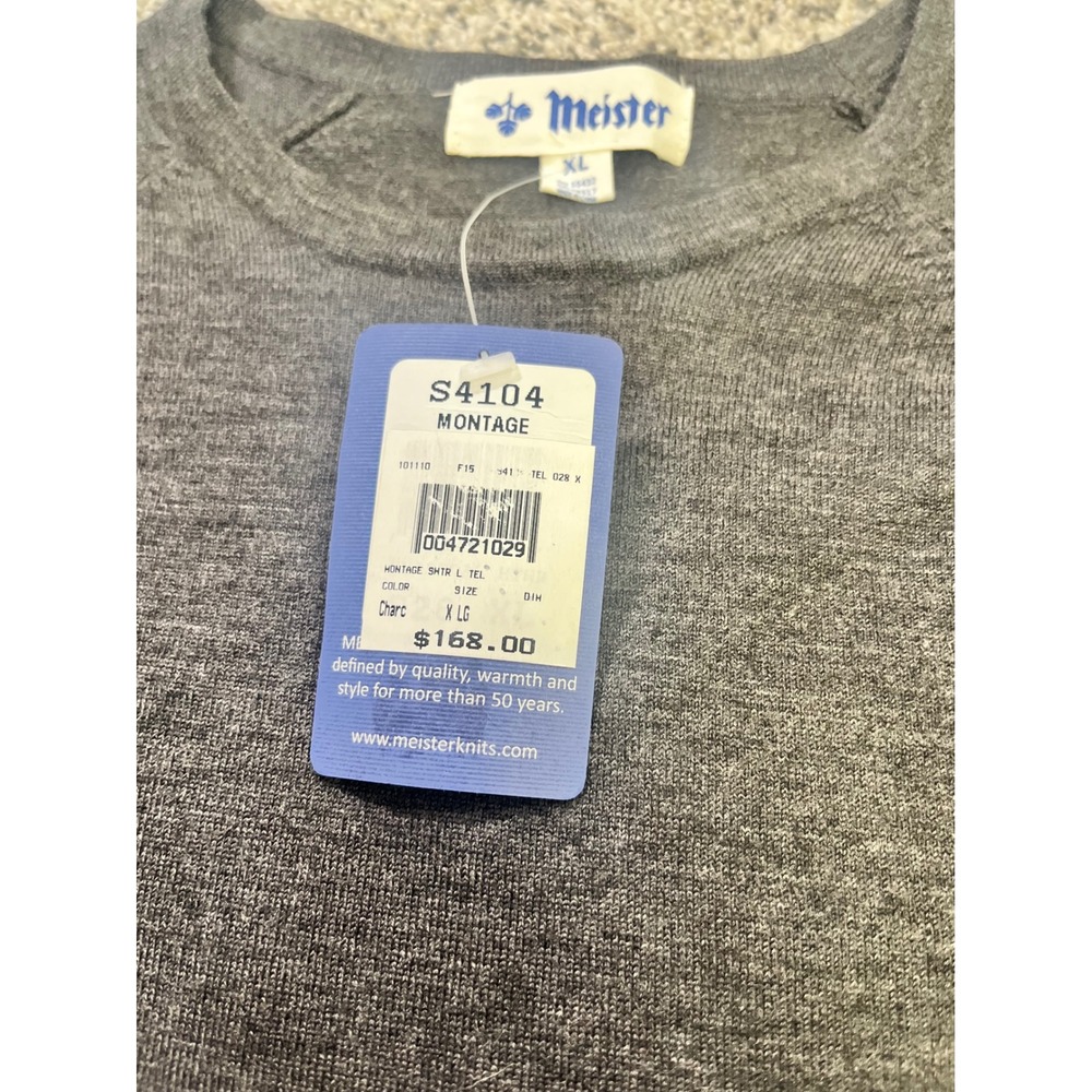 Meister Montage Ski Base Layer Wool Blend Charcoal Grey Telluride Patch XL NEW - Picture 3 of 7